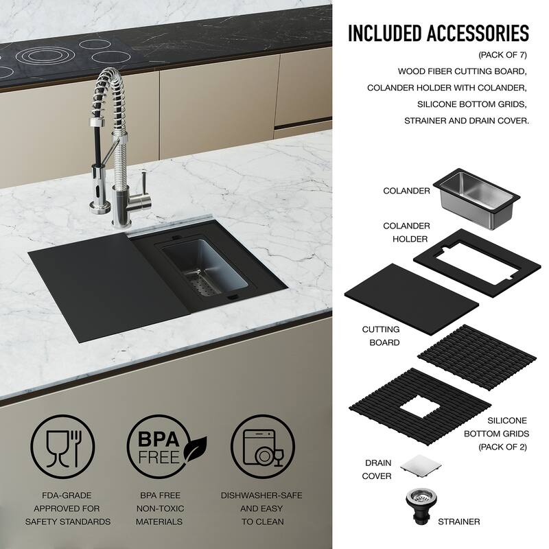 VIGO Hampton Stainless Steel Undermount Workstation Kitchen Sink