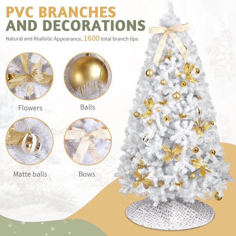 7.5 FT Artificial Christmas Tree with DIY 400 Warm White LED Lights for Holiday Party Office Home