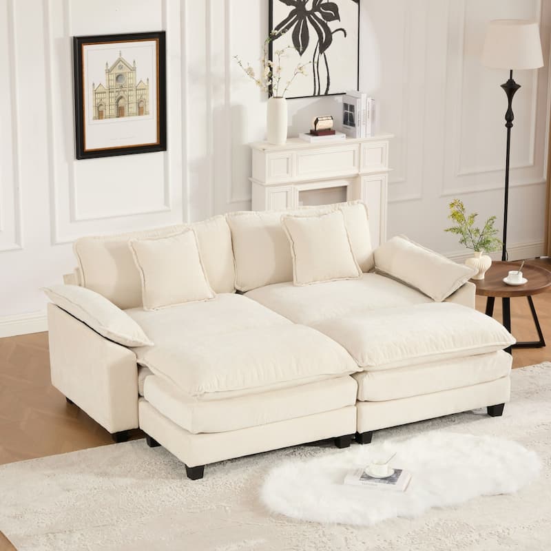 Oversized Chenille Upholstered Sofa, Modular Sectional Cloud Sofa, 2 Seater Sofa with Wider Armrest & Backrest Pillows