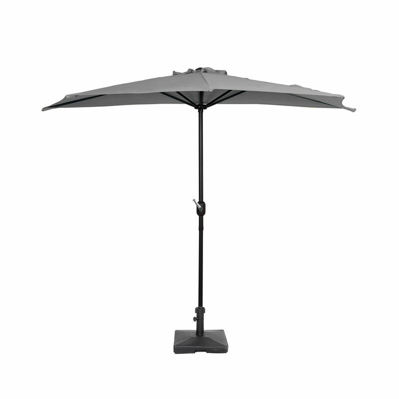 9 ft Half Market Umbrella With Heavy Duty Concrete Base Stand