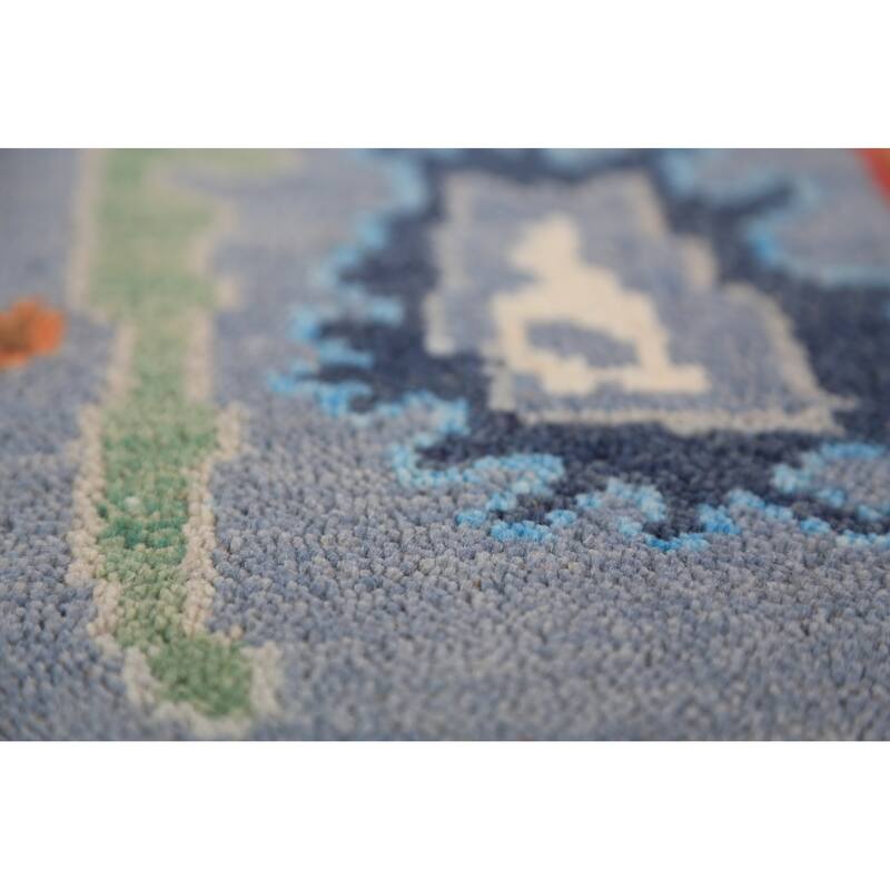 Blue Oushak Oriental Rug Transitional Handmade Wool Carpet - 4'1"x 5'11"