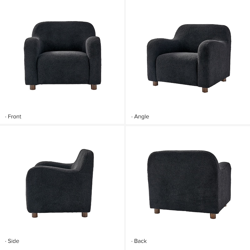 Wayne 35" Wide Boucle Upholstered Teddy Accent Chair with Solid Wood Legs by HULALA HOME