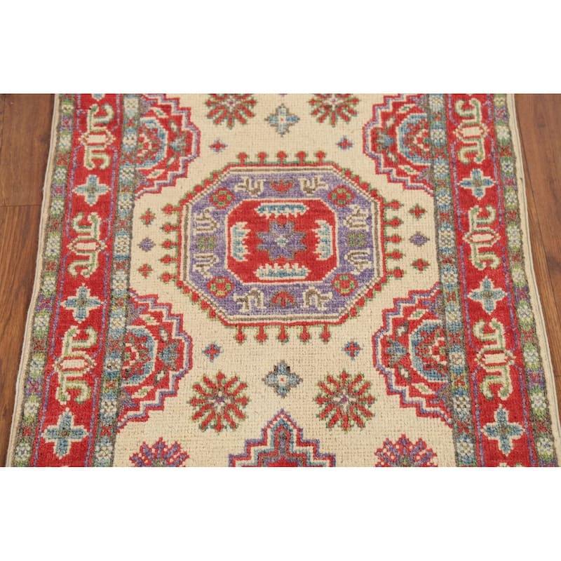 Geometric Kazak Accent Rug Handmade Oriental Wool Carpet - 2'1"x 2'10"