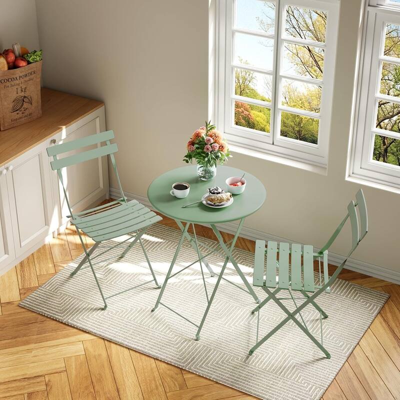 Outdoor Patio Table and Chairs Set for Apartments Porch Pool - Green