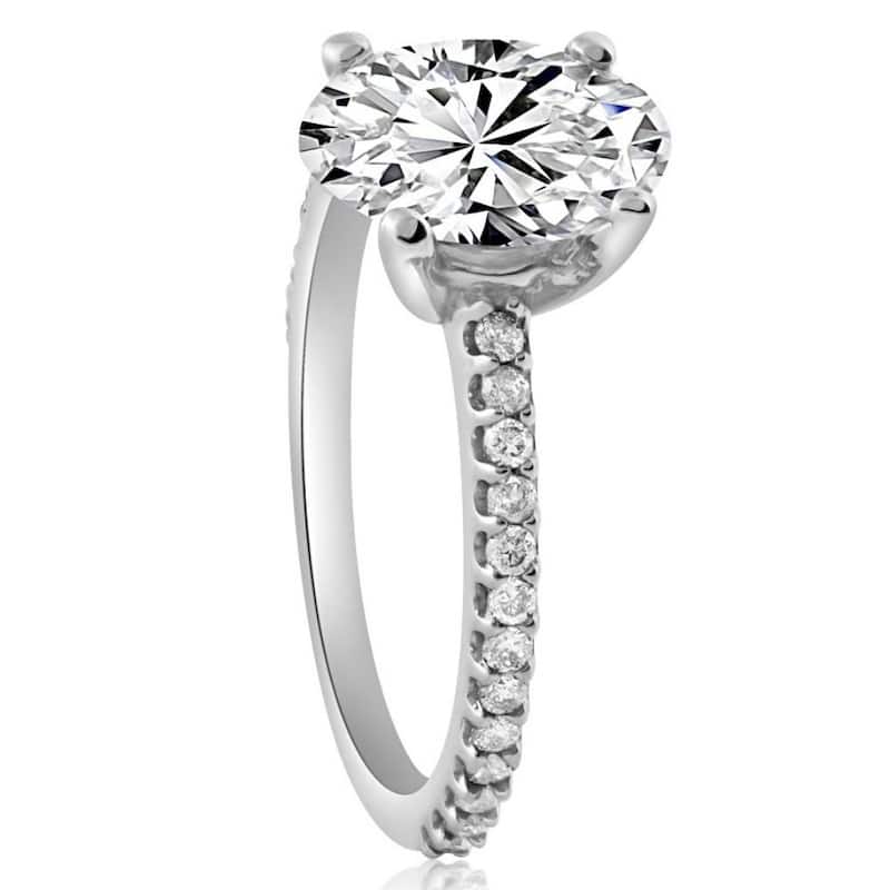 2 1/2Ct Oval Lab Grown Diamond Engagement Ring in White or Yellow Gold