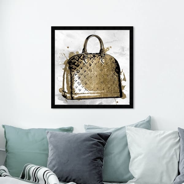 Oliver Gal 'LV Gold' Fashion and Glam Wall Art Framed Canvas Print Handbags - Gold, White - 12 x 12