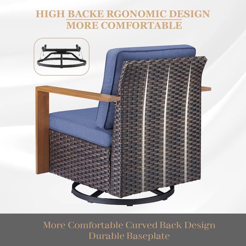 Gymojoy Patio Swivel Rocker Chairs Set of 4 - Brown