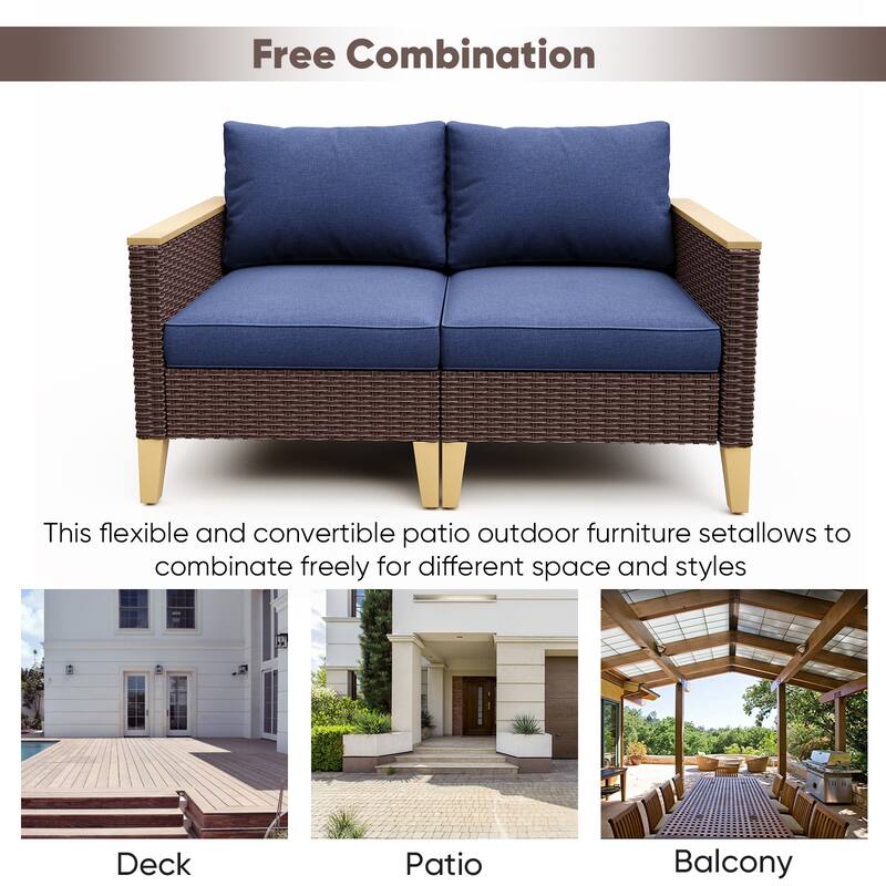 Gymojoy Outdoor Loveseat Sectional Rattan Sofa Set