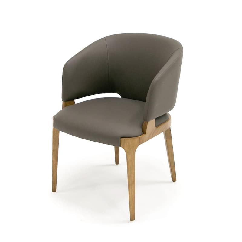 Brown/Gray Faux Leather Upholstered Wood Frame Dining Chair, Sturdy Dining Chair for Dining Rooms - 27.5