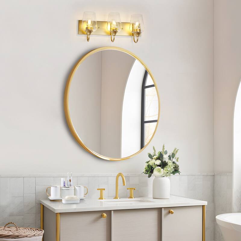Modern Gold 3-Light Bathroom Vanity Light Designed Glass Wall Sconces - W21.9" * L9.8" * H6.7"