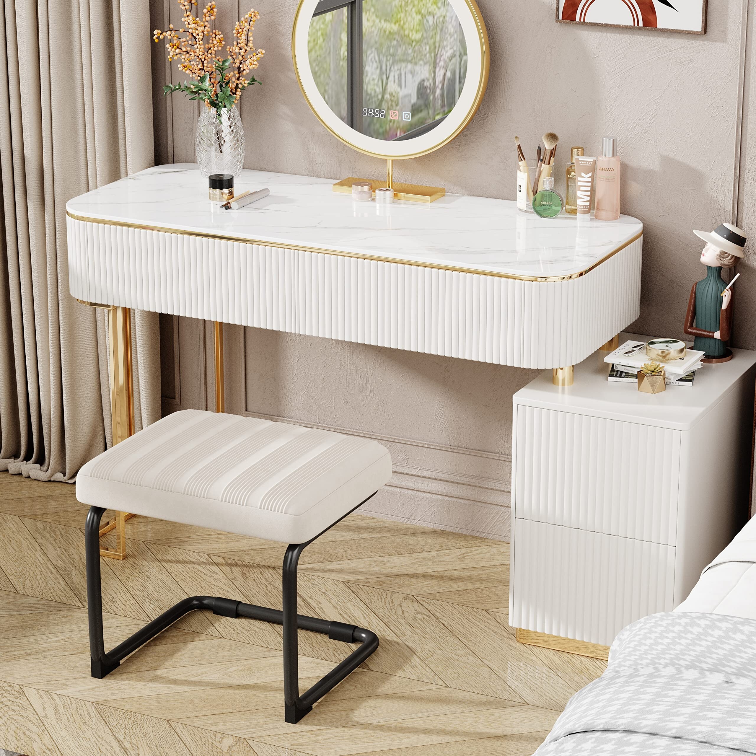 Ottomans Vanity Stool Small Footstool Ottoman Vanity Chairs for Makeup 