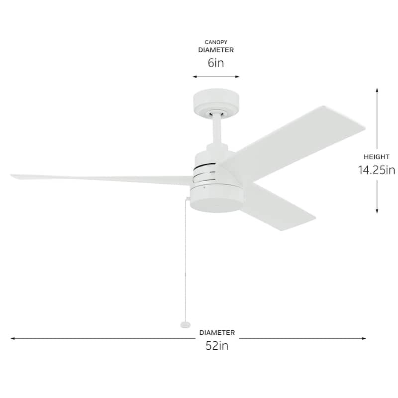 52 Inch Spyn Lite Fan in White with Matte White Blades