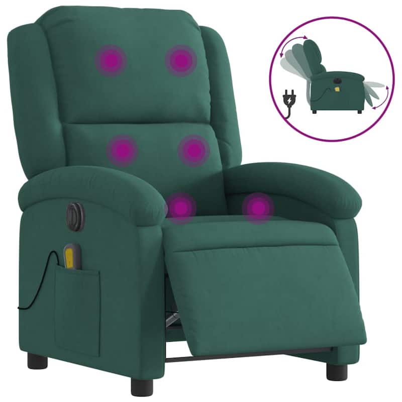 vidaXL Massage Recliner Chair Wingback Reclining Armchair for Elderly Velvet
