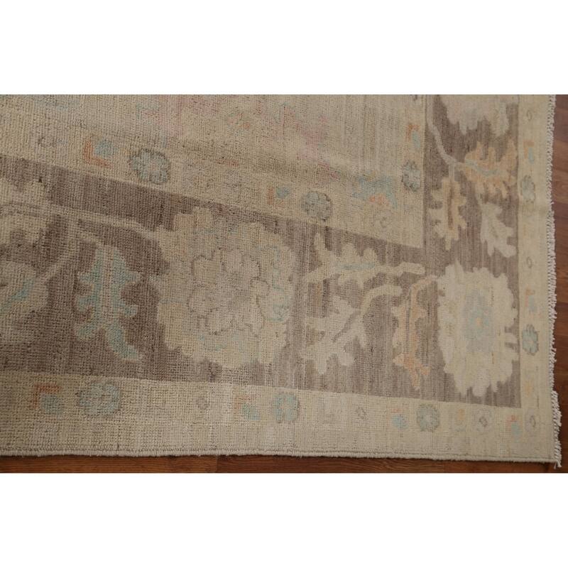 Vegetable Dye Oushak Turkish Area Rug Hand-knotted Wool Carpet - 8'4"x 9'11"