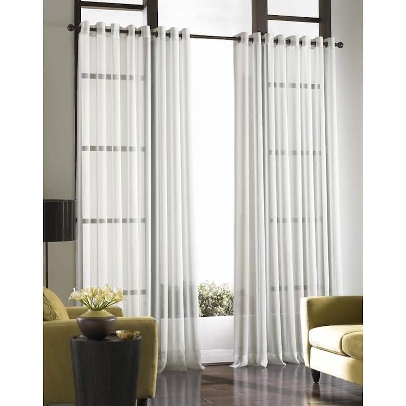 Curtainworks Solid Soho Sheer Grommet Single Curtain Panel - 59 x 84 - Winter White