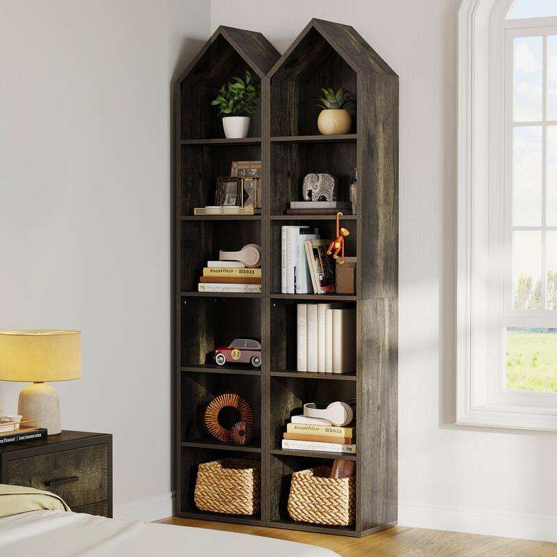 Moasis 6 Tier Tall Narrow Bookshelf and Bookcase Cube Storage Organizer