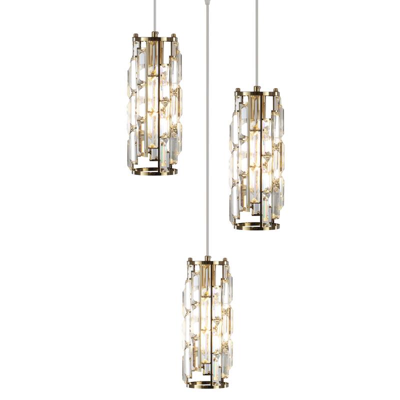 3-Light Chandelier for Bedroom Kitchen Dining Room with Crystal Shaded