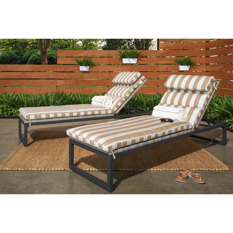 Milo Gray 2 Piece Sunbrella Outdoor Patio Chaise Lounges