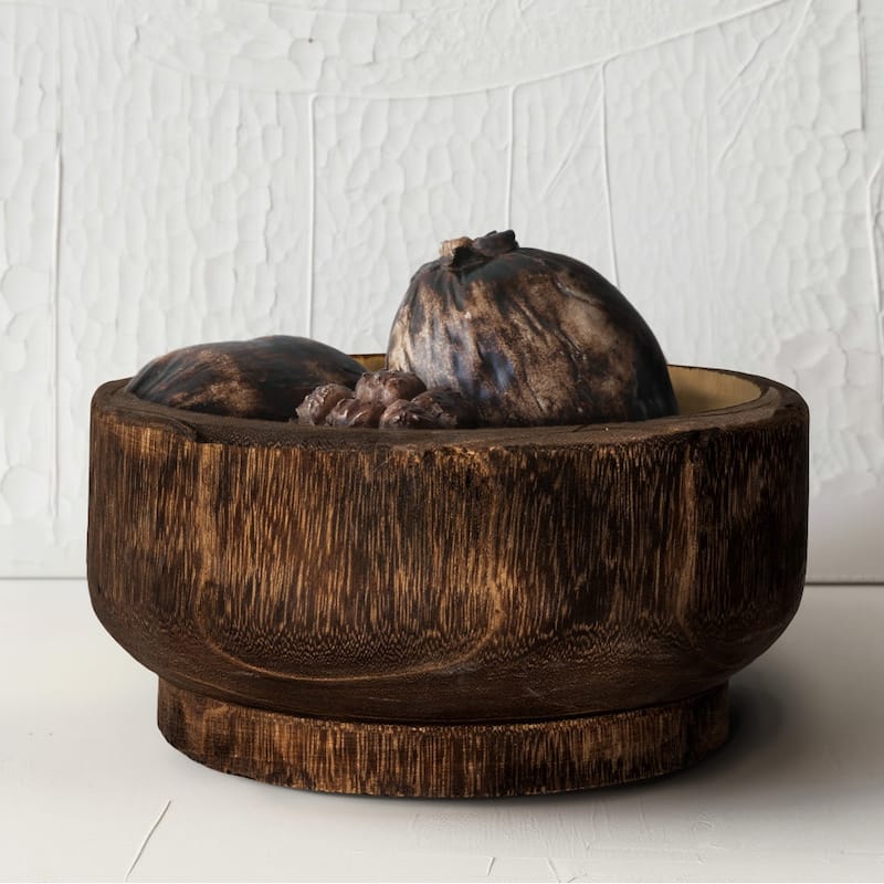 Two-Tone Paulownia Wood Bowl - Brown