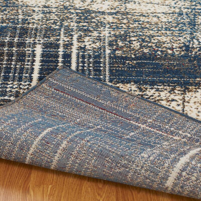 Porch & Den Hollis Distressed Sunset / Denim Abstract Area Rug