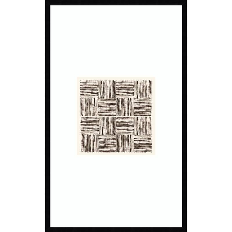 Charcoal Striped Squares in Alternating Patterns by Hazel J Wood Framed Wall Art Print