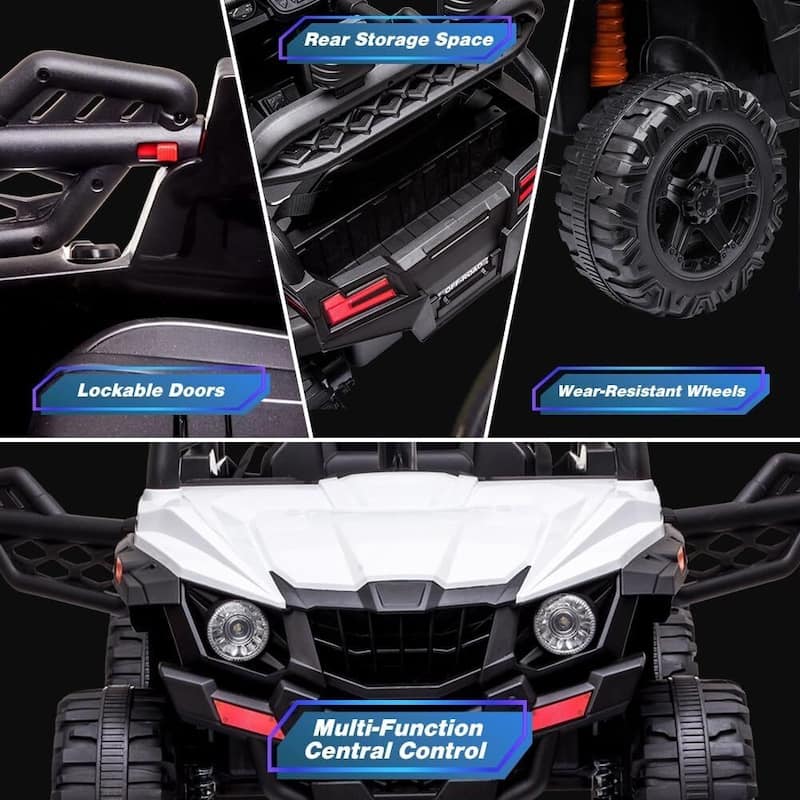 Kids Ride On Utv with Remote Control, 390W Double Motors 12V Kids Ride On Car Truck Toddles Electric Vehicle