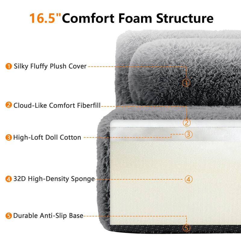Rossetta 149'' Modern 4-seater Soft Fluffy Plush Fabric Modular Sectional Deep Sofa Couches, Free Combination Buckle Connection