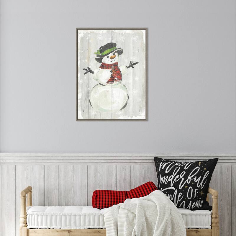 Holiday Snowman by PI Studio Framed Canvas Wall Art