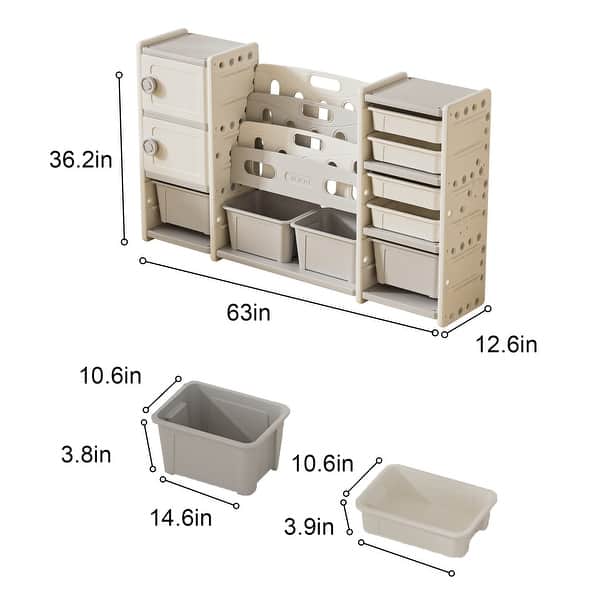 Kids Toy Storage Organizer 8 storage cabinet Removable Toy Bins,4-Tier Book organizers Storage and 2 cabinet storage