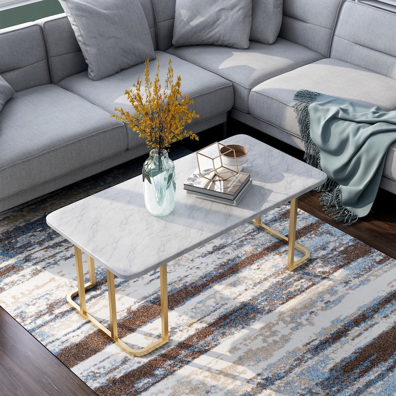 Deeanne Contemporary 47-inch Faux Marble Coffee Table by Furniture of America