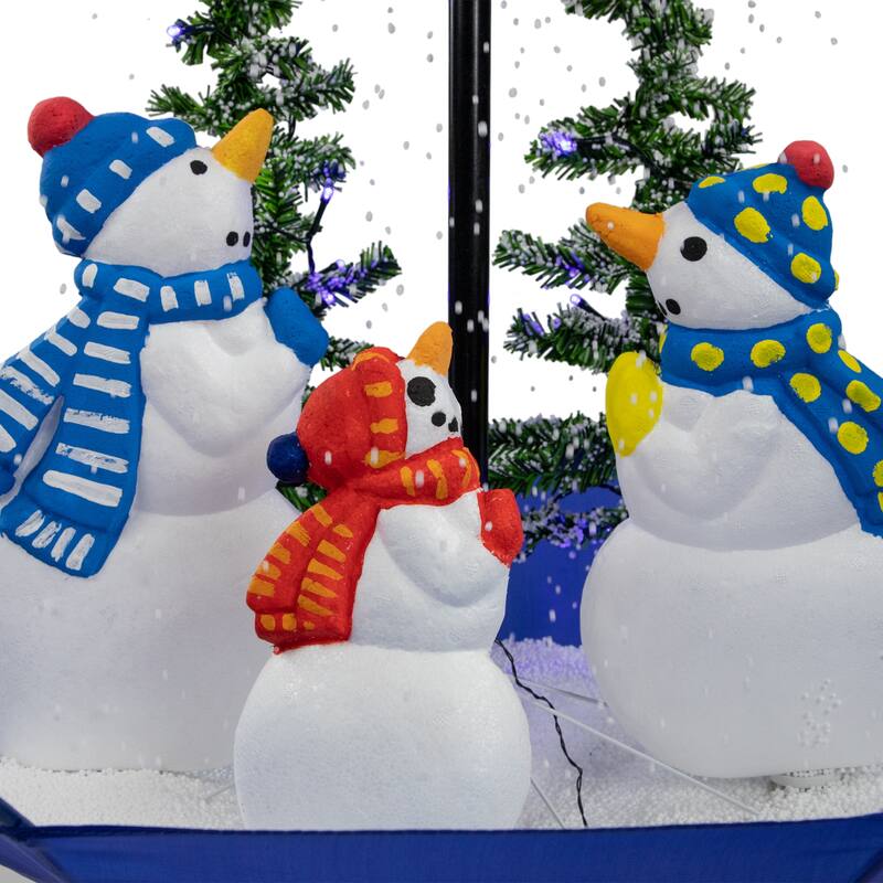 30" Musical Snowing Snowman Family Umbrella Base Christmas Decor