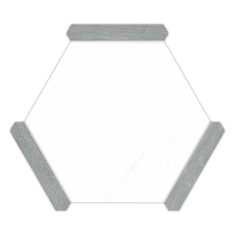 Merola Tile Marwood Panal Calacatta with Grey Picket 8-5/8" x 9-7/8" Porcelain Floor and Wall Tile