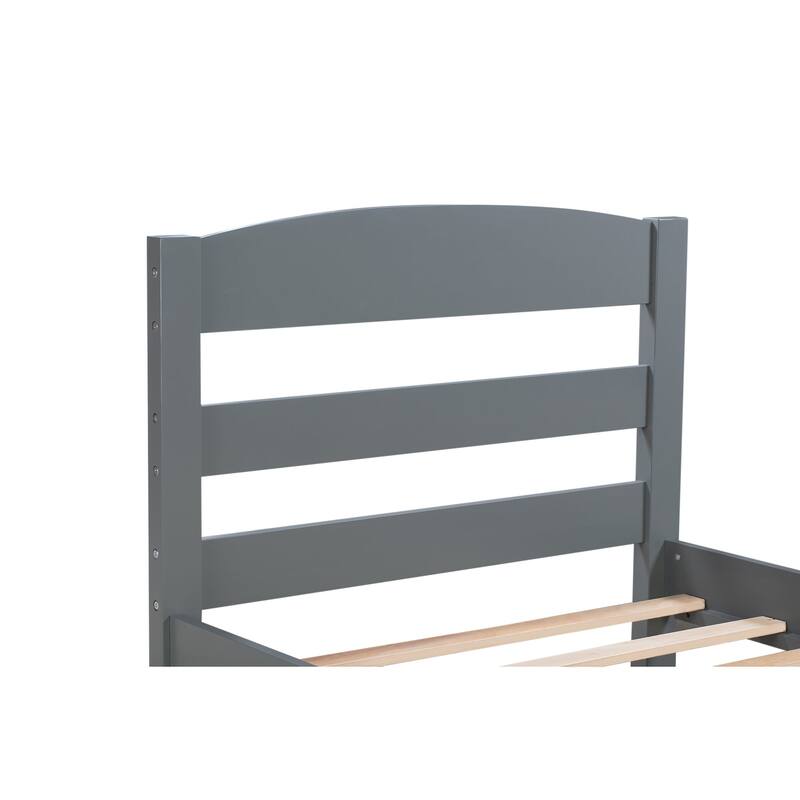 Platform Twin Bed Frame with Storage Drawer and Slat