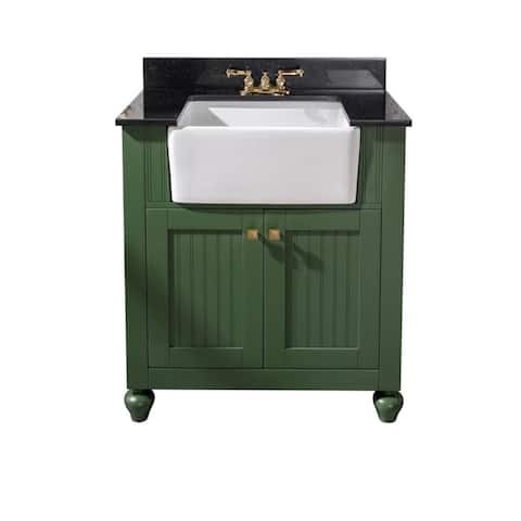 Legion Furniture 30-inch bathroom vanity in Vogue Green with black granite top WLF6022-VG