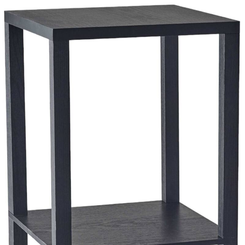 HomeRoots 28" Black Square End Table With Two Shelves