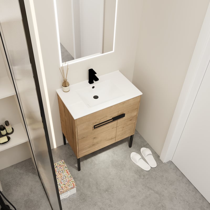 30 Inch Bathroom Vanity With Sink, Freestanding Bathroom Vanity or Floating is Optional Conversion