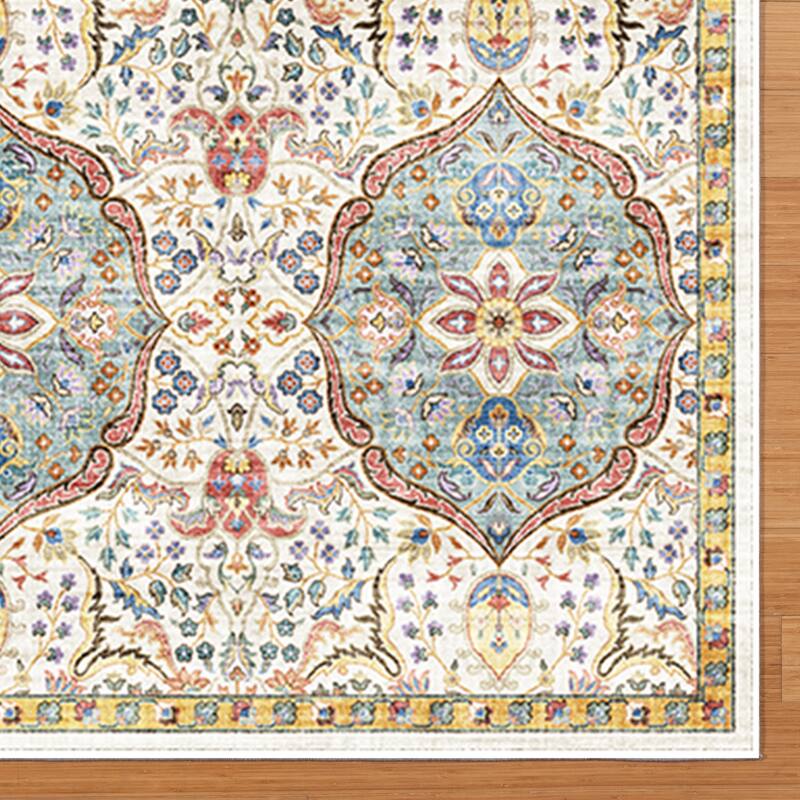 Gertmenian Crystal Print Soft Flat Pile Polyester Slip Resistant Washable Indoor Printed Area Rug Collection