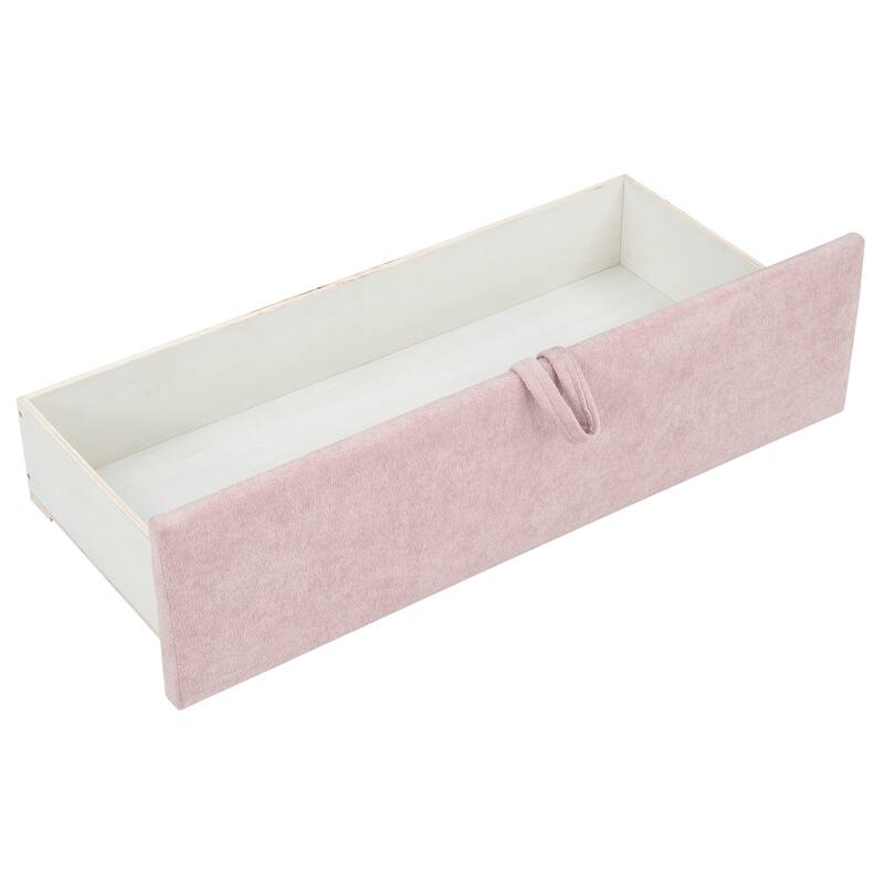 Twin Size Upholstered Daybed with Roll-Out Trundle, Space-Saving Wooden Frame, No Box Spring Needed