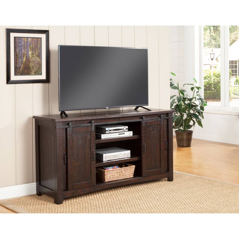 Rustic Farmhouse 65-Inch Wide Solid Wood TV Stand