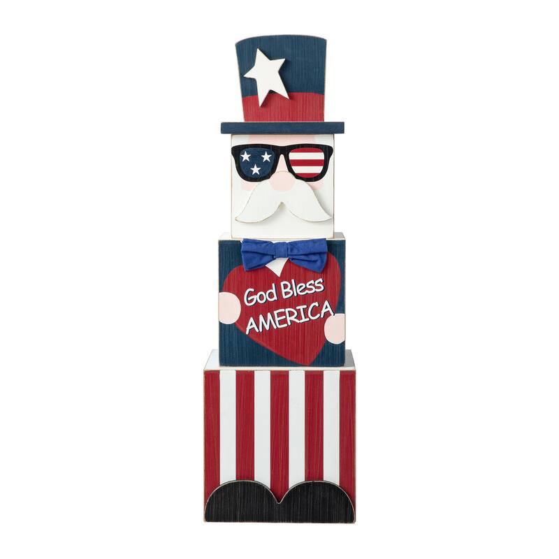 Glitzhome 24"H Double Sided Wooden Porch Decor Easter and July 4th