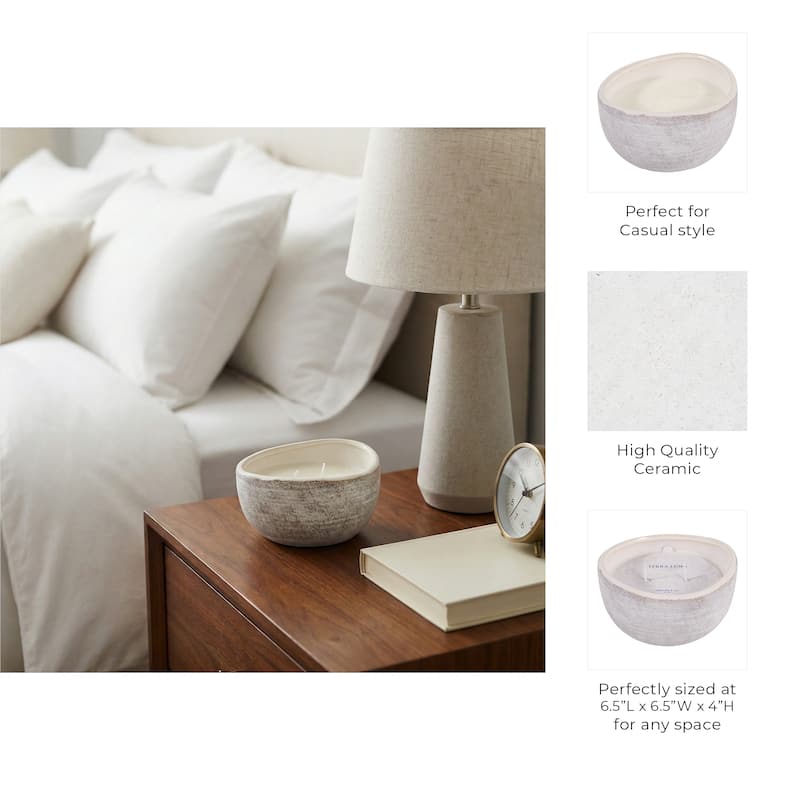 Decorative Textured Ceramic Magnolia and Lily Scented Candle