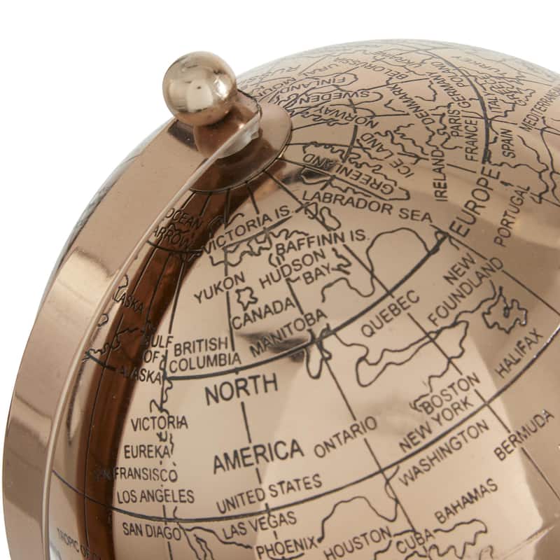 Aluminum Metal World Map Globe - Rose Gold - Roche River Decor