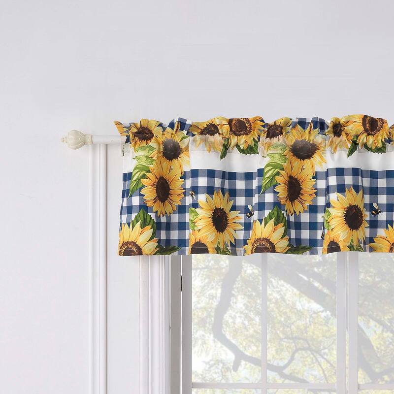 Barefoot Bungalow Sunflower Gingham Check Valance