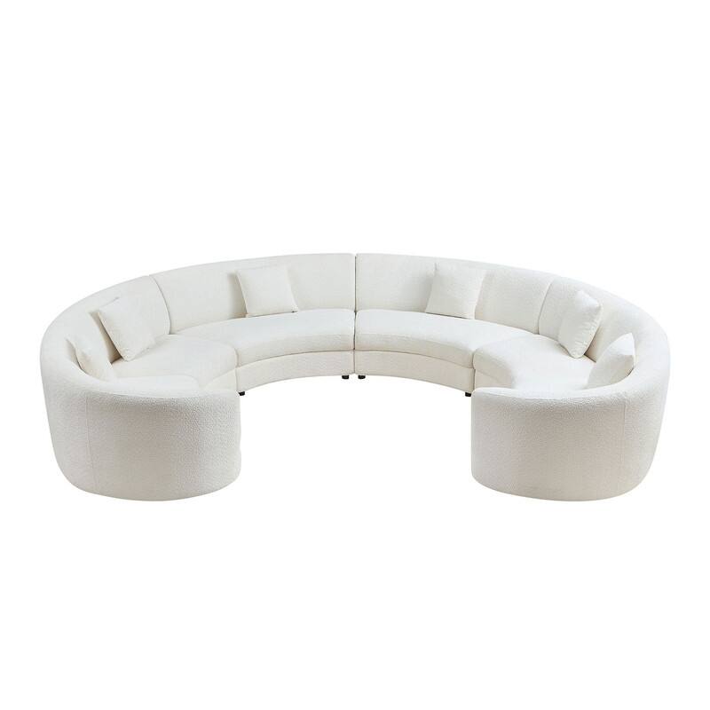 Curved Cloud Sofa, Upholstered Comfy Sofa with Pillows for Living Room