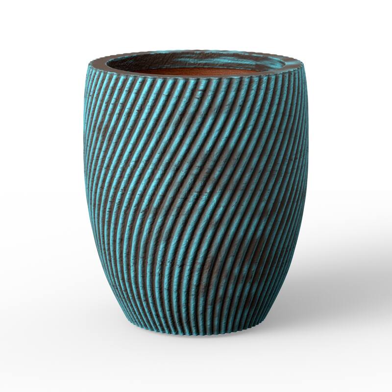 Tall Concrete Flower Pot with Drainage Holes and Enhanced Interior - 21 x 23.5 - Turquoise(Enhanced Interior)