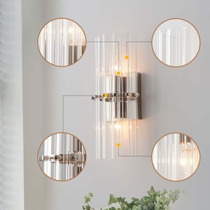 Casandra 2-Light Crystal Glass Bar Wall Sconce
