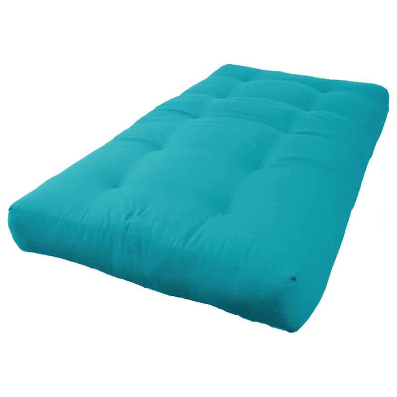 8-inch Thick Twill Futon Mattress (Twin, Full, or Queen) - Aqua Blue - Twin
