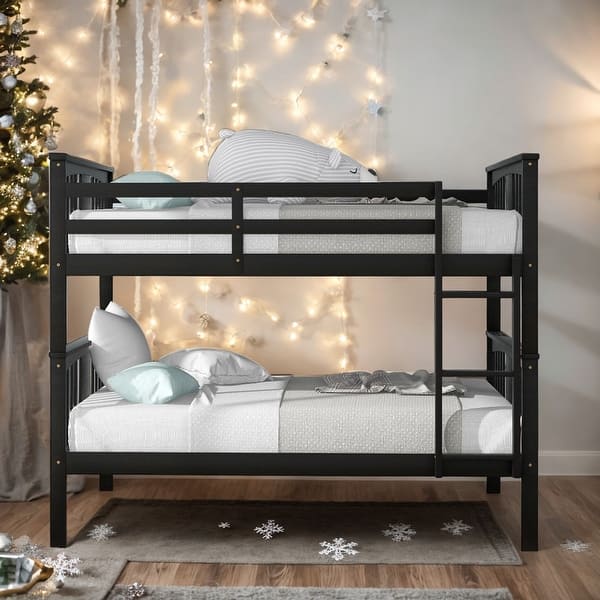 slide 2 of 13, Multifunction Full over Full Bunk Bed With Ladder Solid Construction Espresso
