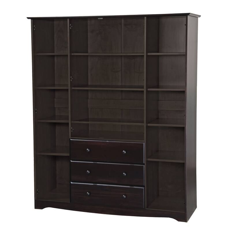 Palace Imports 100% Solid Wood Family Wardrobe Armoire (No Shelves Included)