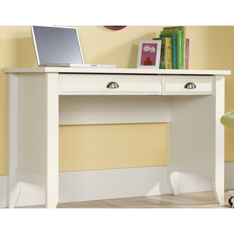 Wood Computer Desk with Keyboard Tray, White